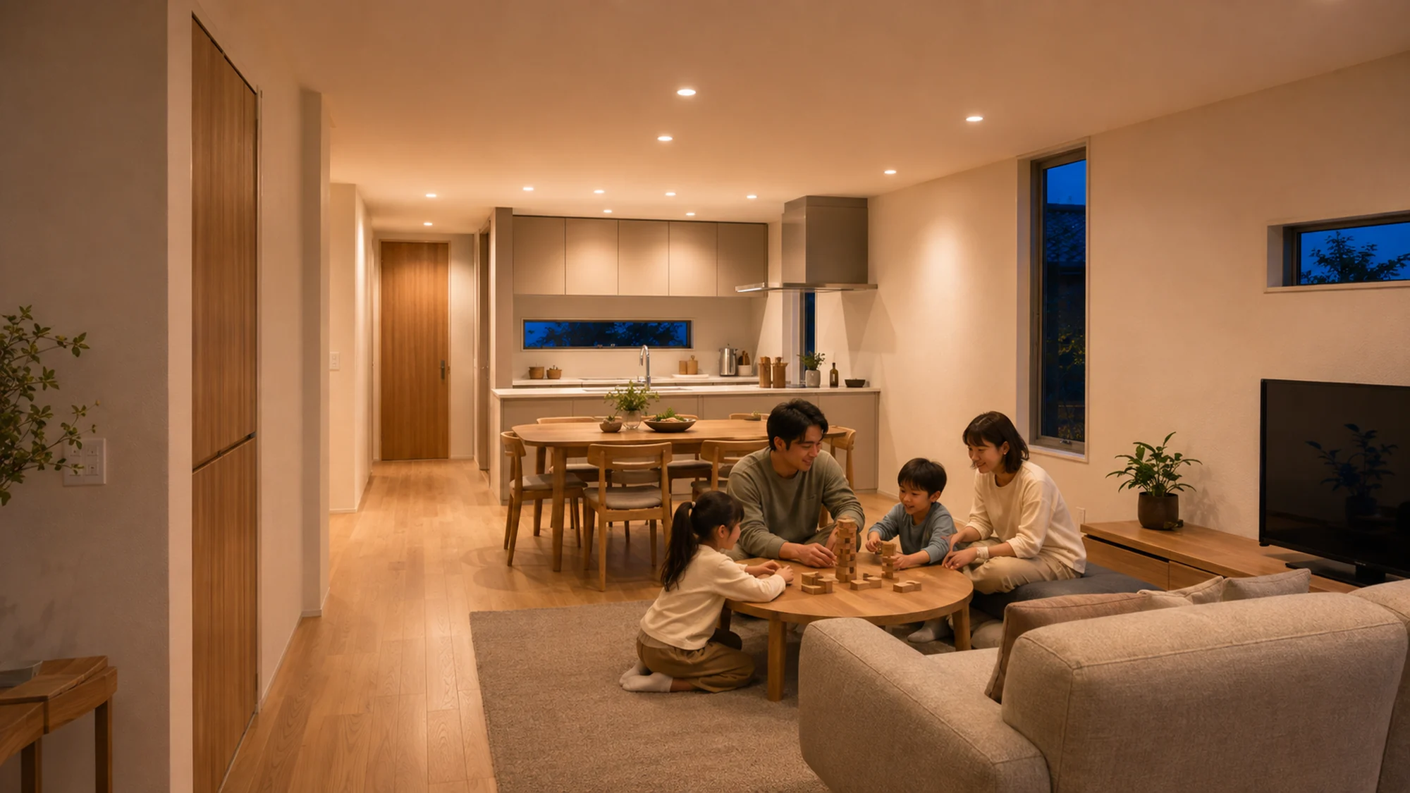 HIROMA リビング ── 奥行きのある広間のようなLDK｜秀光ビルド徳島店
